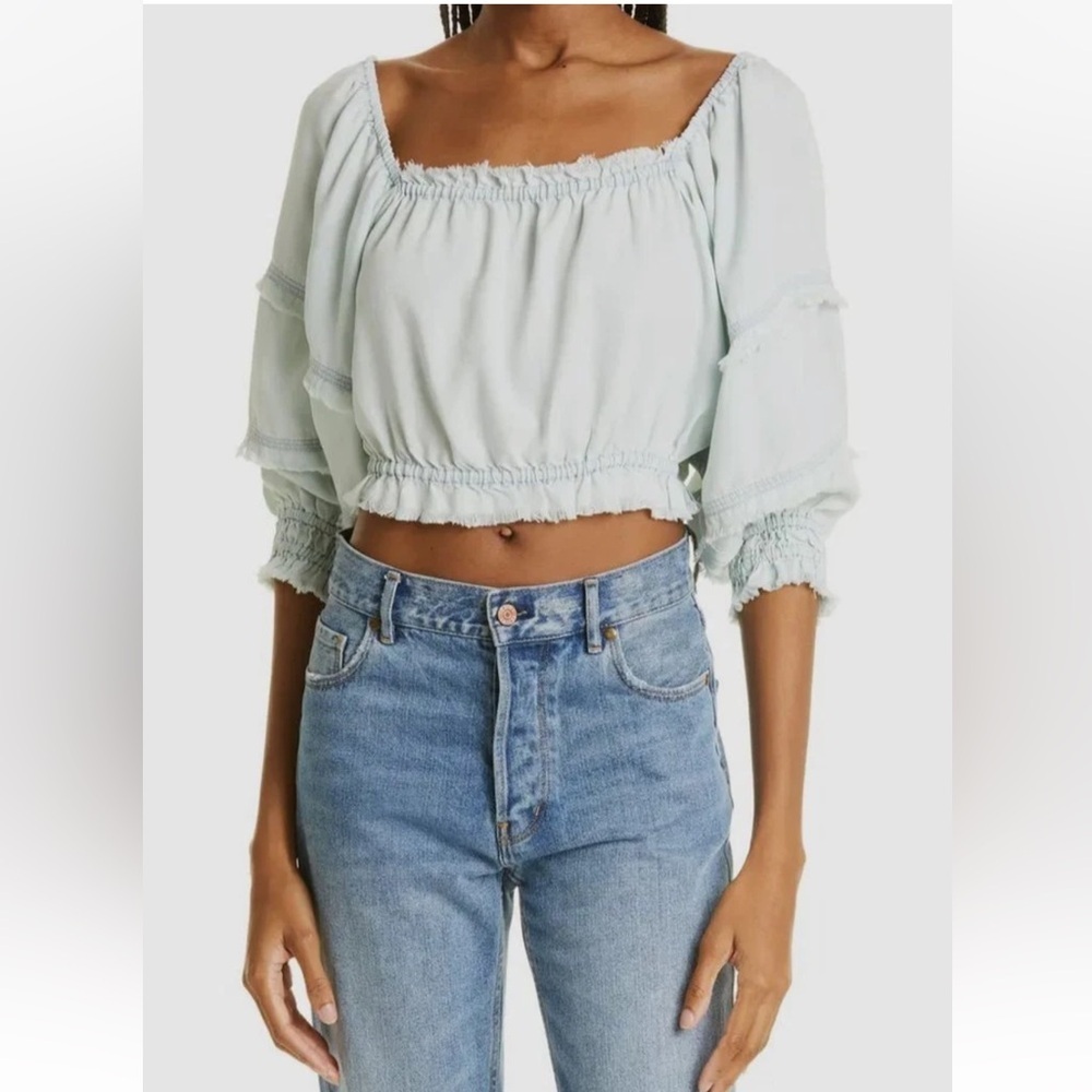 Ramy Brook Charli Crop Top In Chambray Size L